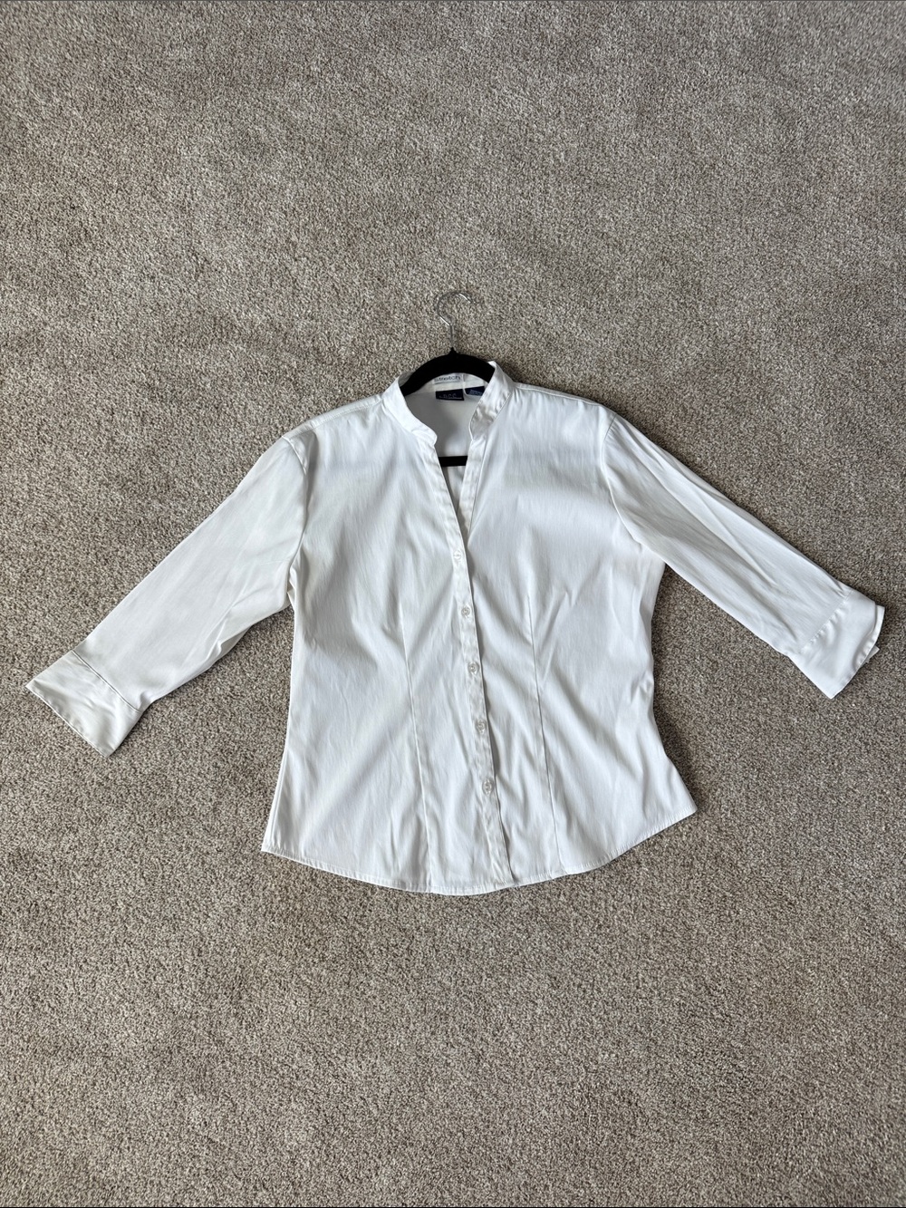 White Womens Mandarin Collar Shirt - Classic Button-Down